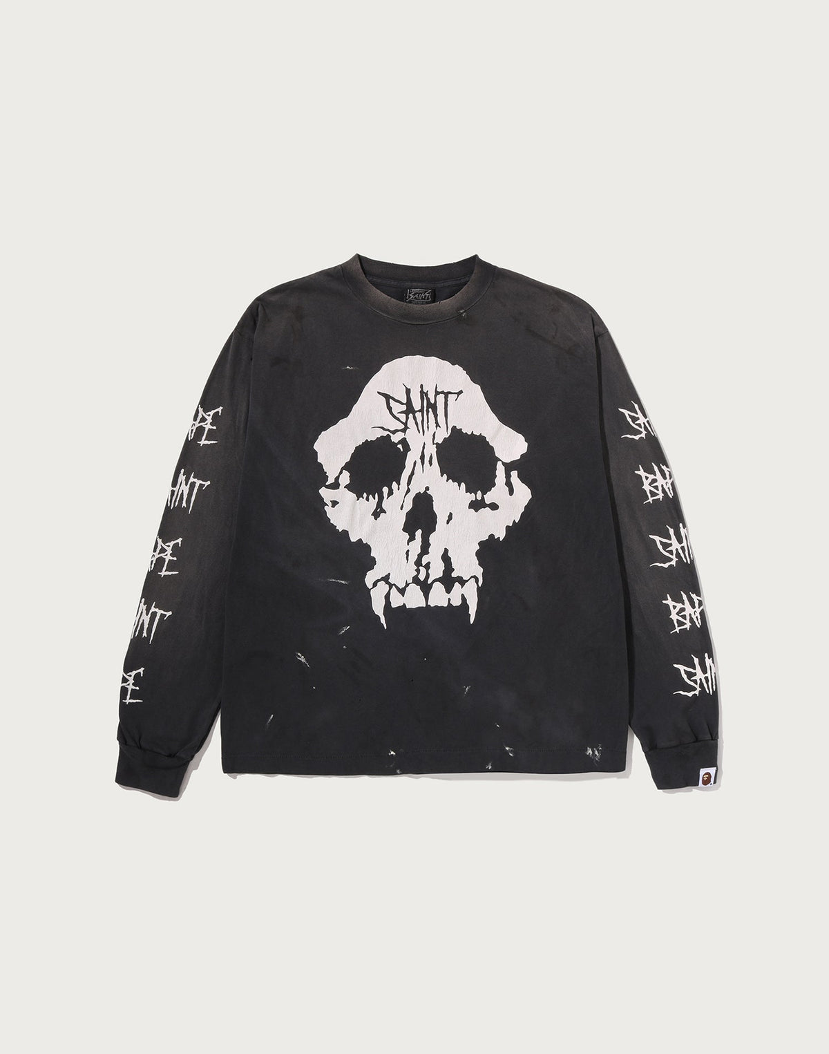 BAPE X SAINT MXXXXXX SKULL L/S TEE MENS