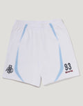 HEAVY WASH HAND DRAW FOOTBALL LOGO RELAXED FIT SWEAT SHORTS MENS