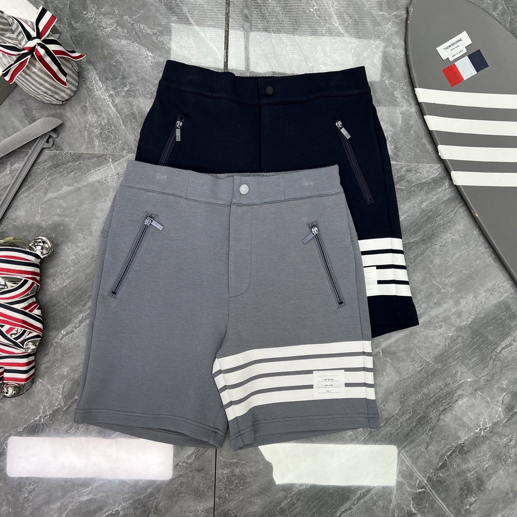Thom Browne Style Four-Bar Knee-Length Shorts
