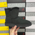 UGG Kallen Lace Mini Boot – Suede Ankle Boot with Tonal Shearling Cuff & Button Closure in Black