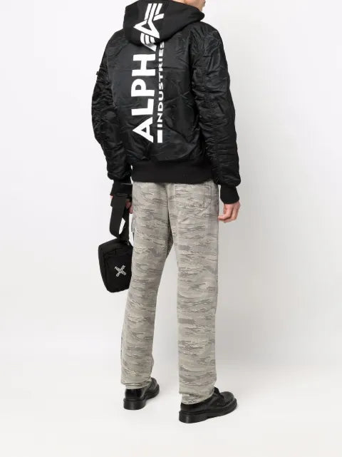 Alpha Industries logo zipped bomber jacket