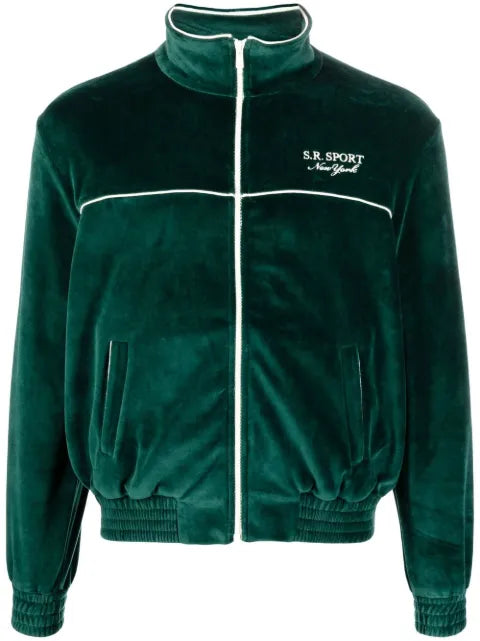 Sporty & Rich logo-embroidered zipped sweatshirt