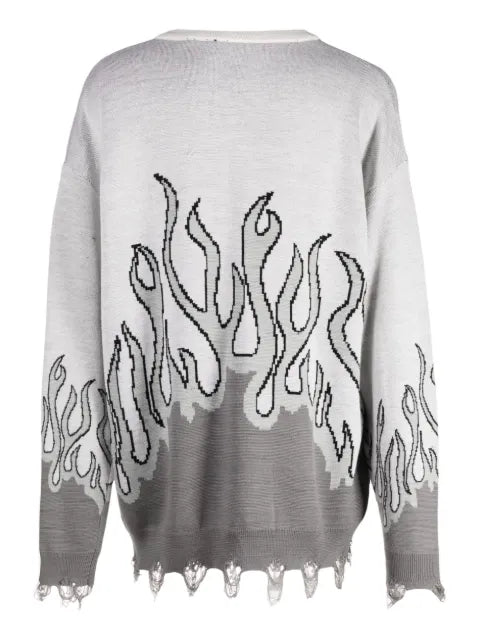 Haculla distressed-effect flame-print wool jumper