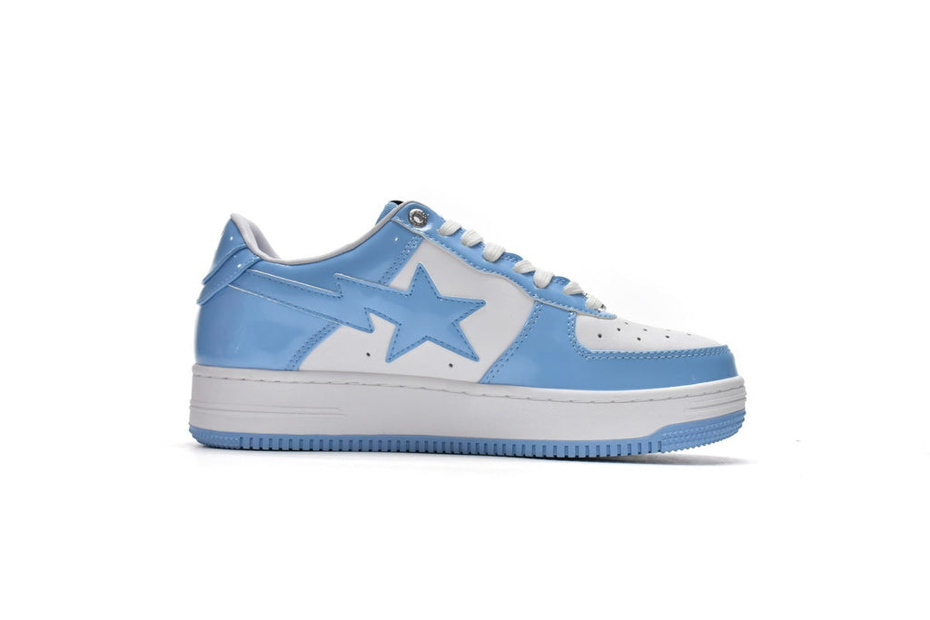 Bape Sk8 Sta Low Patent Leather White Blue Reps Sneaker 1G70-109-0015