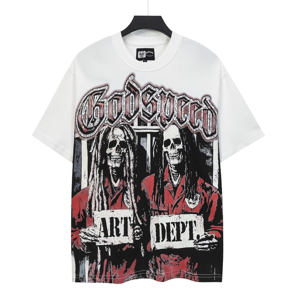 Godspeed Art Dept Mugshot Skeletons Short Sleeve Tee (Vintage White)