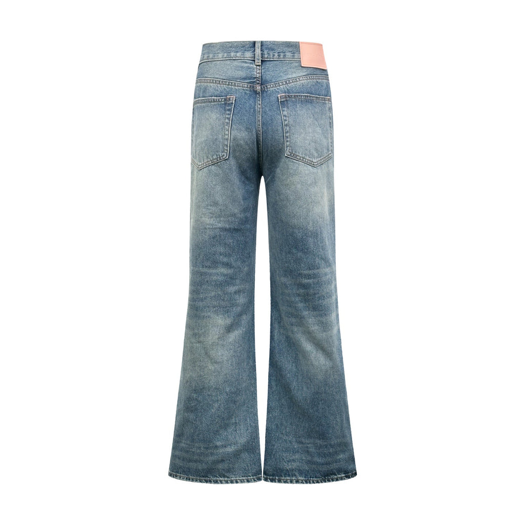 Acne Studios Distressed Flared Leg Vintage Wash Denim Jeans