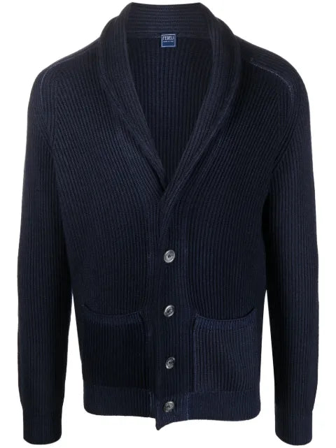 Fedeli shawl-collar ribbed cardigan