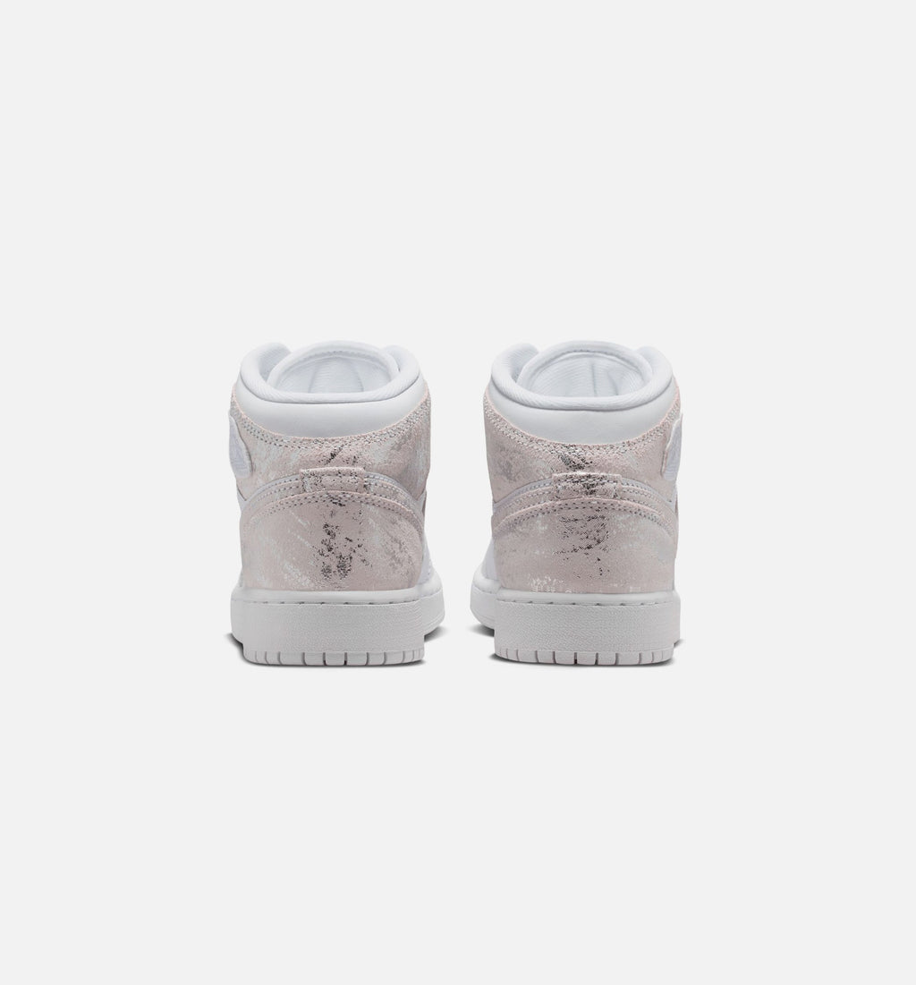Air Jordan 1 Mid SE – Grade School Lifestyle Shoe in White/Field Silver