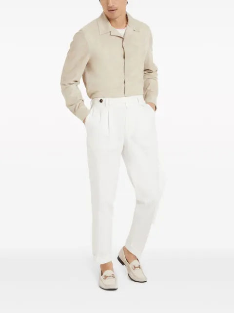 Brunello Cucinelli press-stud suede overshirt