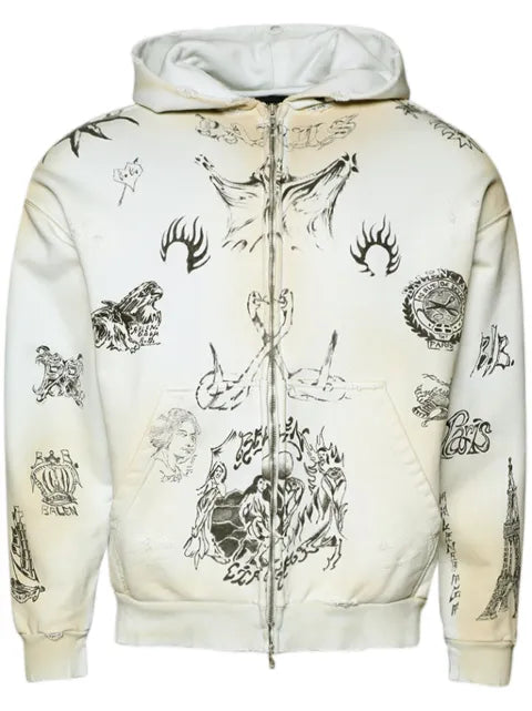 Balenciaga Tat zip-up cotton hoodie