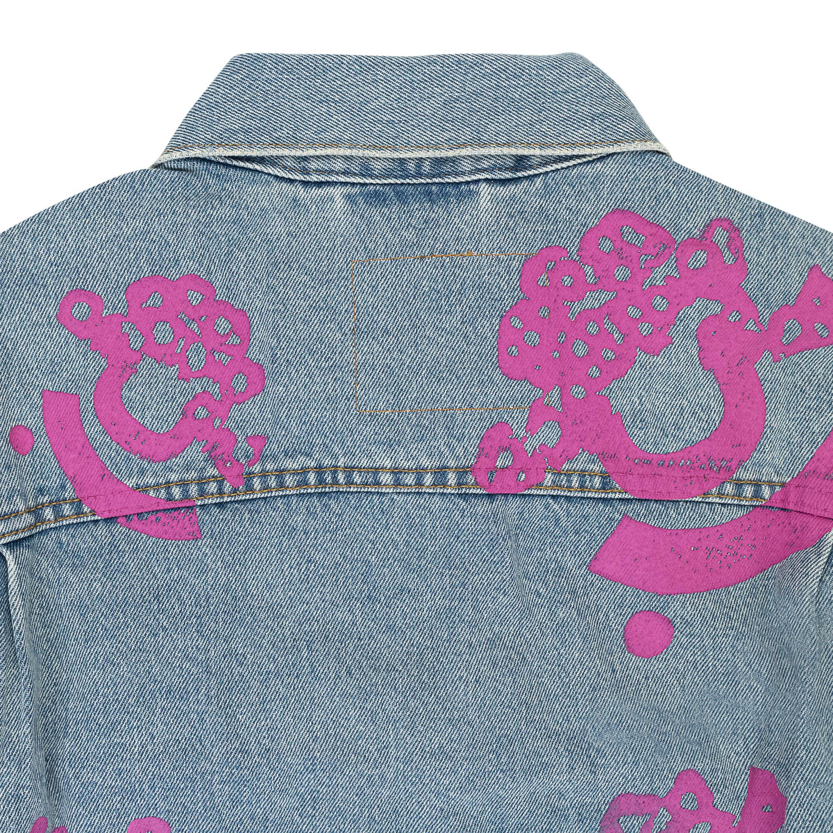 Light Wash Pink & Green Bstroy Denim Jacket