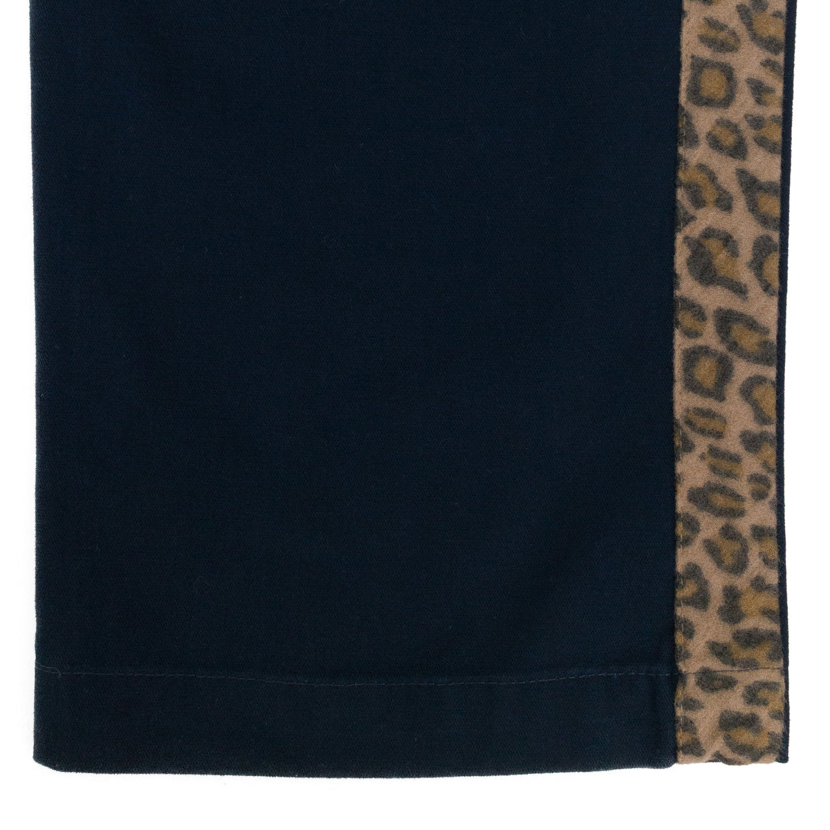 NAVY CONTRAST LEOPARD SIDE STRIPE PANTS