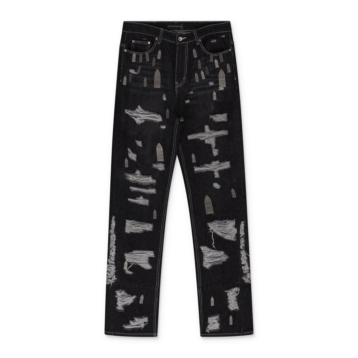 BLACK AMPLIFIED STRAIGHT-FIT JEANS