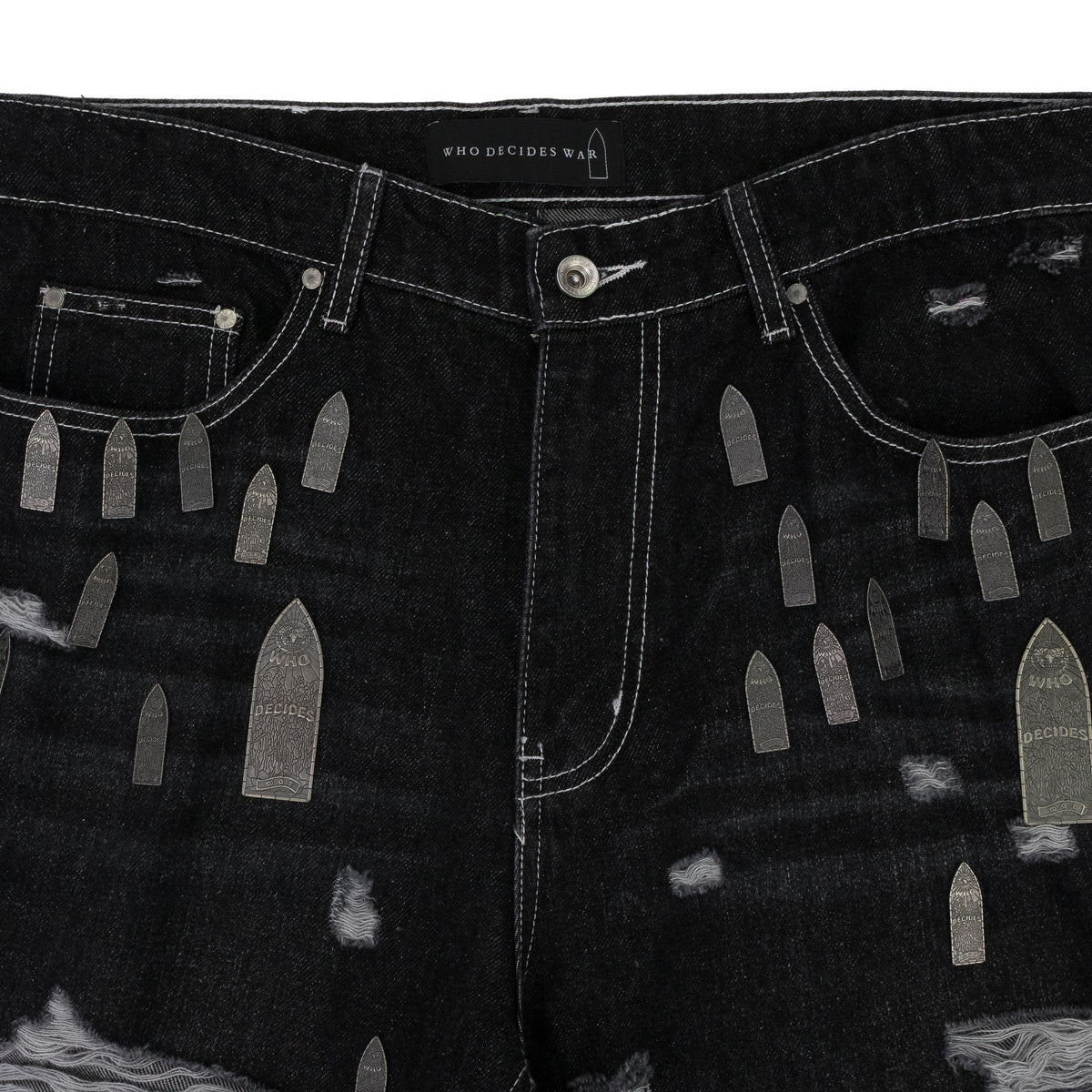 BLACK AMPLIFIED STRAIGHT-FIT JEANS