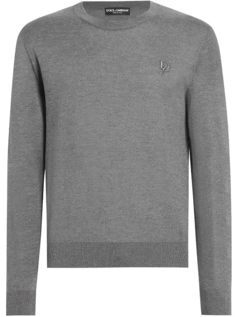 Dolce & Gabbana logo-embroidered silk sweater