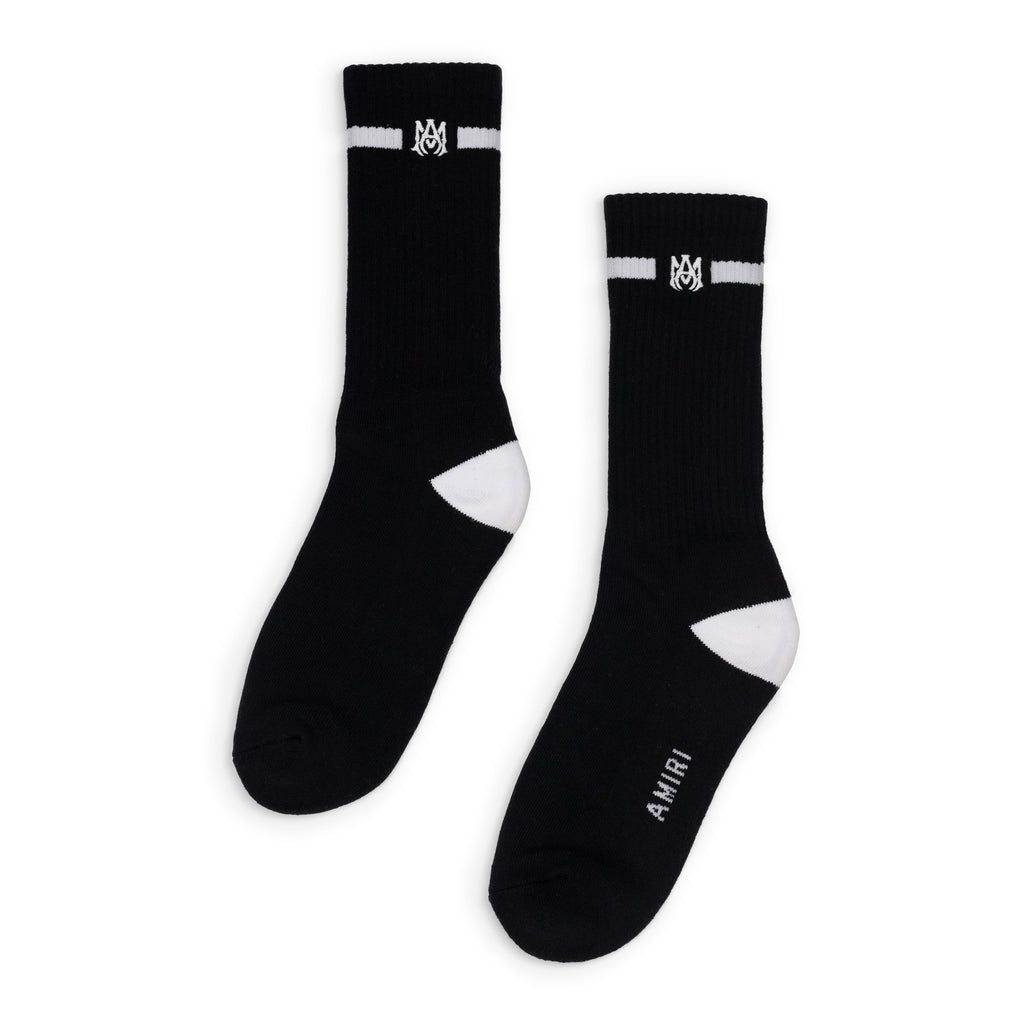 Black/White MA Embroidery Patch Socks