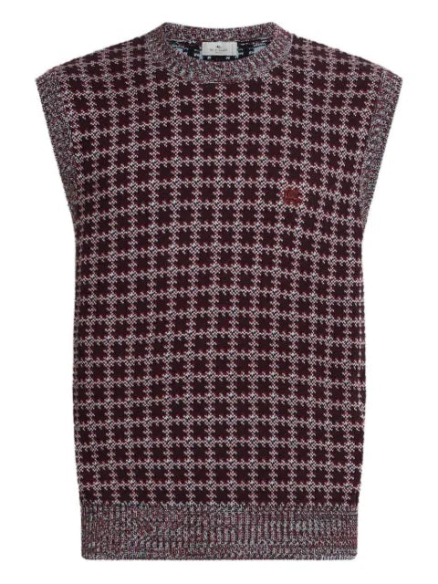 ETRO Pegaso-motif embroidered checked vest