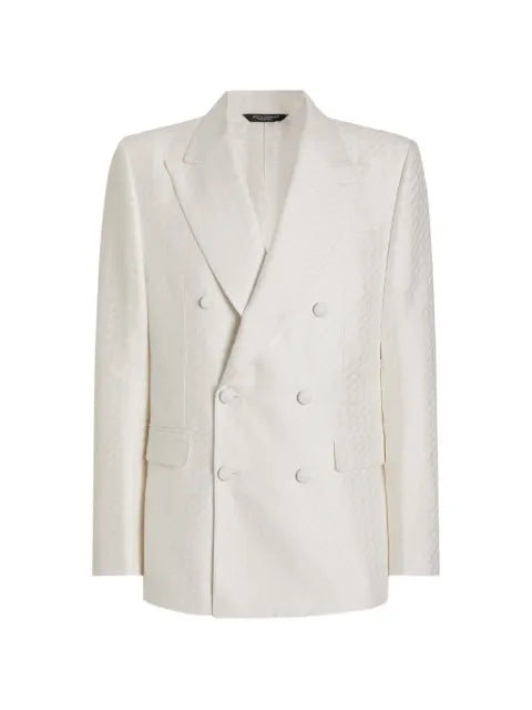 Dolce & Gabbana double-breasted Sicilia light jacquard jacket with micro pattern