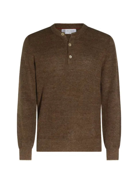 Brunello Cucinelli button-placket ribbed sweater