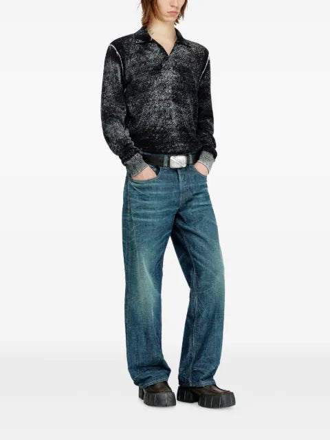 Diesel polo jumper with faded reverse print