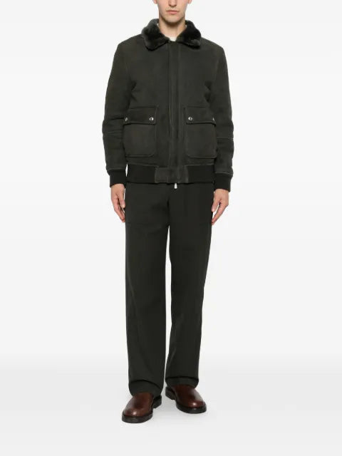 Eleventy shearling-collar bomber jacket