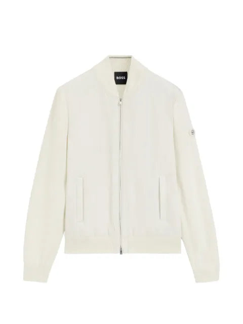 BOSS cotton-knit hybrid jacket with bomber collar
