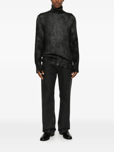 Avant Toi distressed roll-neck sweater
