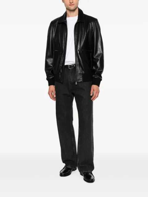 SERGIO MORETTI FIRENZE ribbed-trim leather jacket