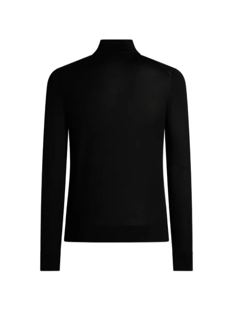ETRO wool and silk sweater with zip and pegaso embroidery