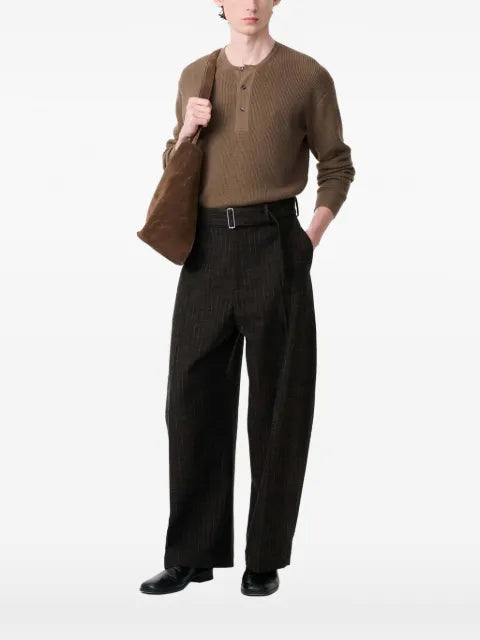 Studio Nicholson Corine waffle-knit grandad-collar sweater