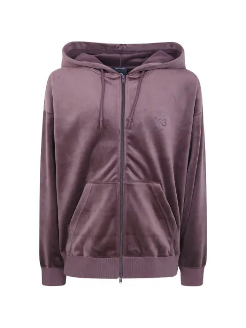 Y-3 By Yohji Yamamoto Vintage velvet-effect zip-up hoodie