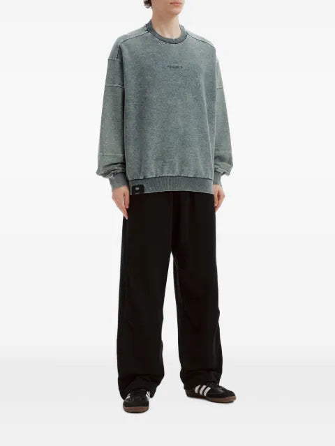 izzue acid-wash panelled sweater