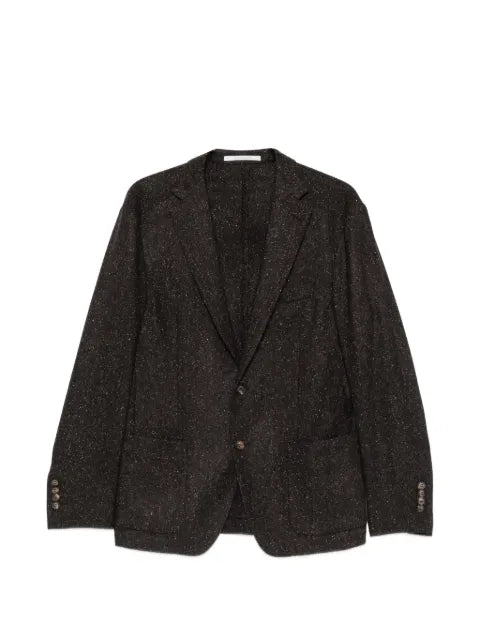 Eleventy herringbone-knit single-breasted jacket