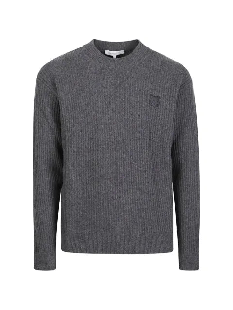 Maison Kitsuné ribbed-knit logo-patch sweater