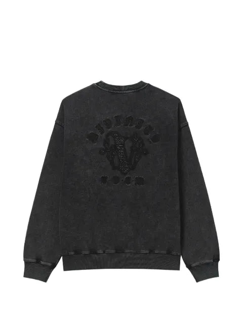 FIVE CM acid-wash logo-embroidered sweater