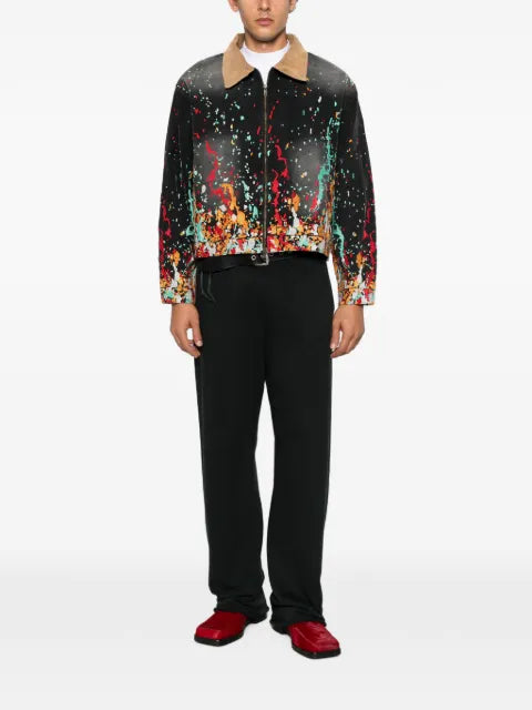 House of errors paint-splatter corduroy-collar jacket