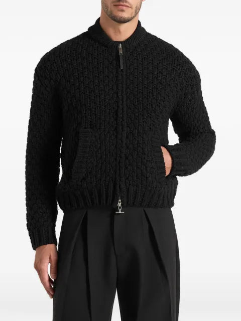 Manière De Voir Darel in black wool knit bomber jacket