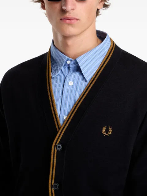 Fred Perry twin-tipped logo-embroidered cardigan