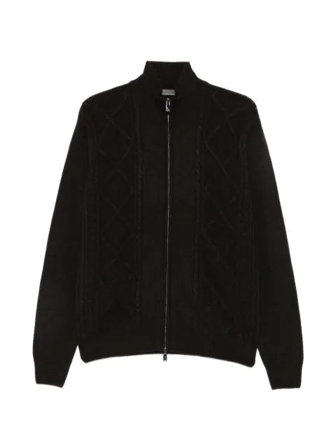 Corneliani cable-knit diamond-pattern cardigan