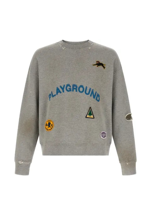 Song For The Mute Playground distressed sweater