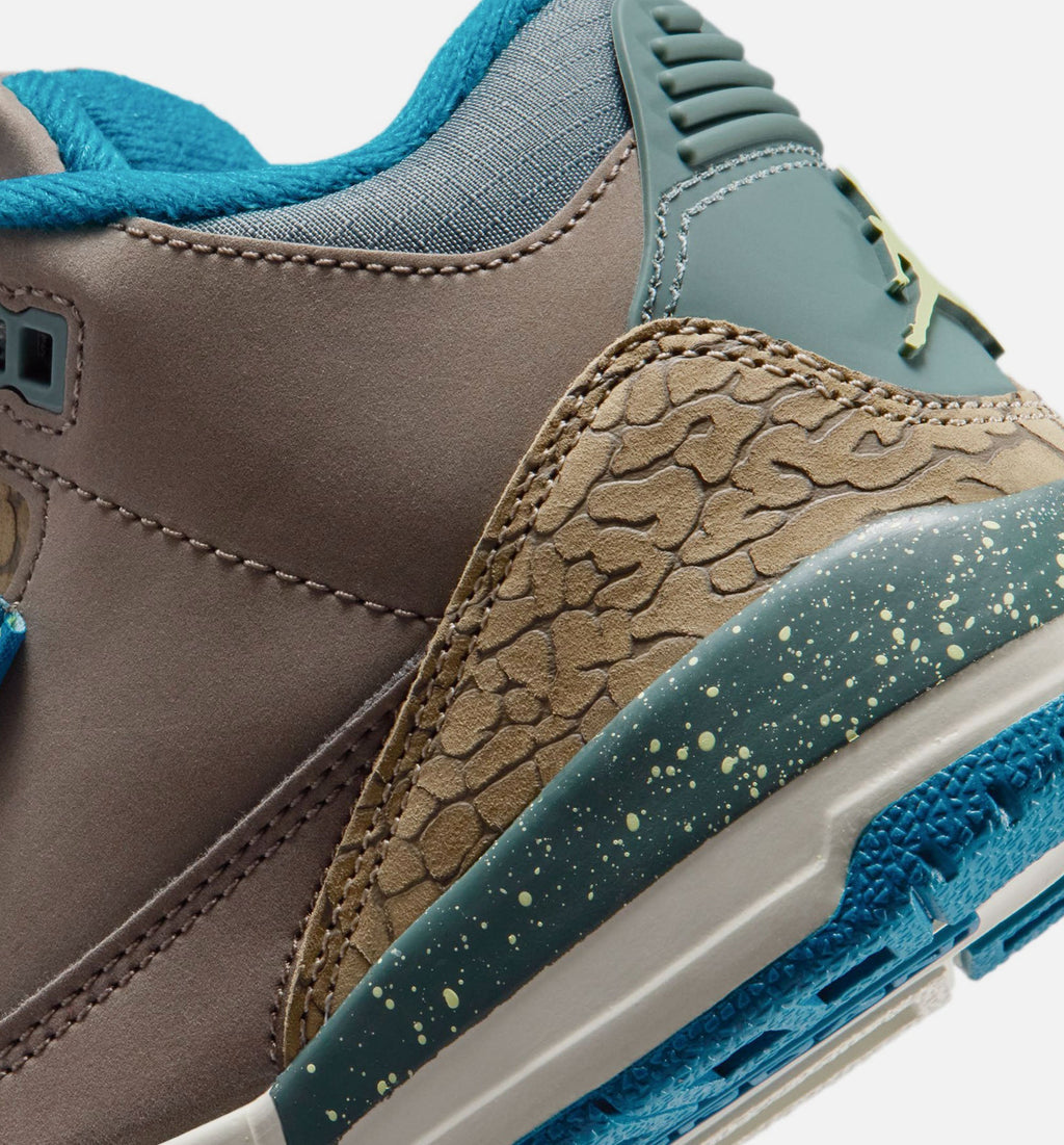 Air Jordan 3 Retro Olive Grey Preschool Sneakers - Olive Grey / Green Abyss / Khaki / Sea Glass