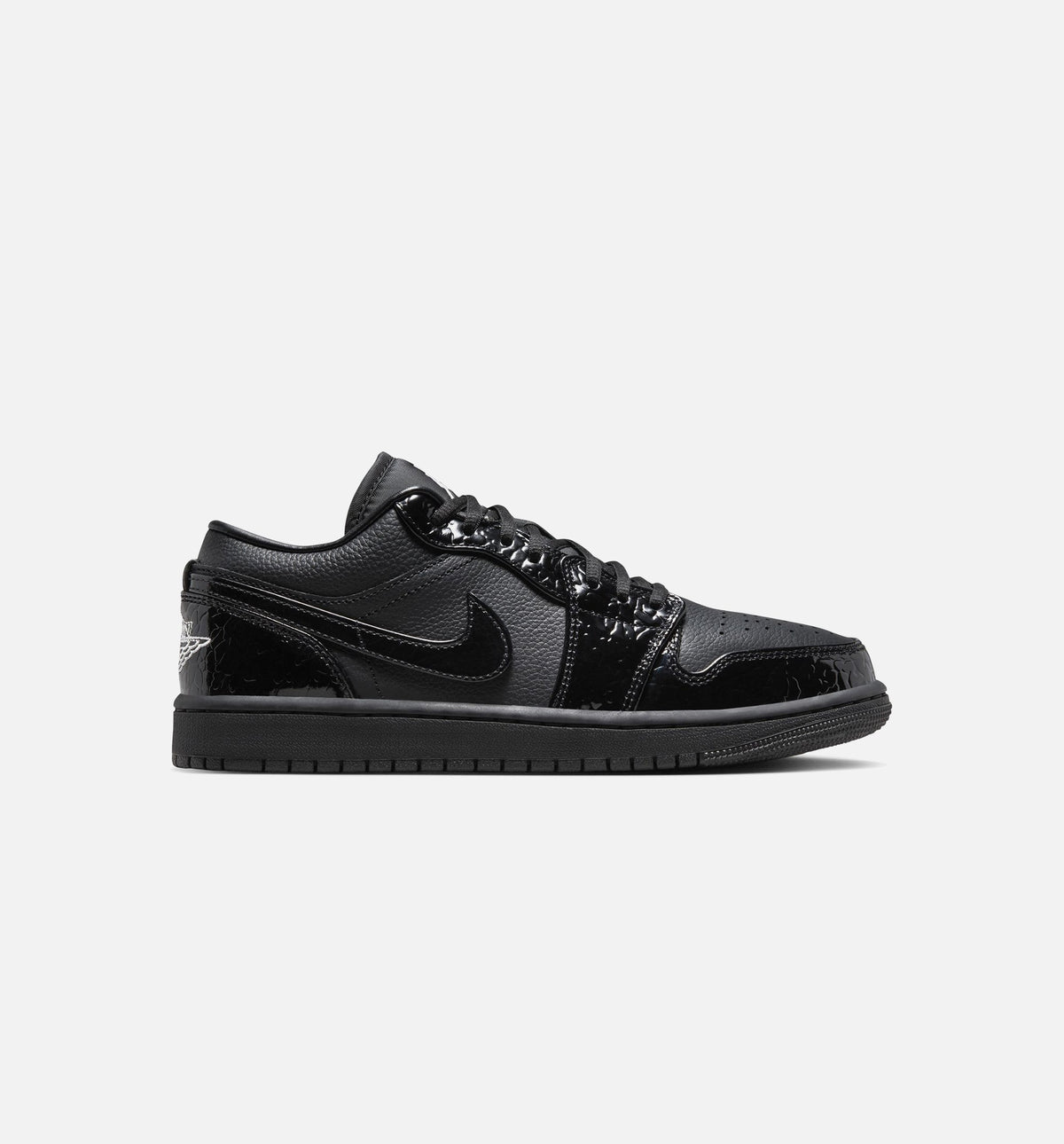 Air Jordan 1 Low Patent Elephant Women's Lifestyle Shoe – Black/White/Metallic Silver