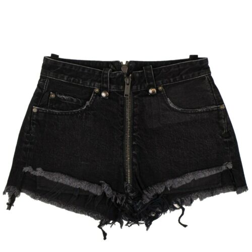Black Denim Distressed Hem Short Pants