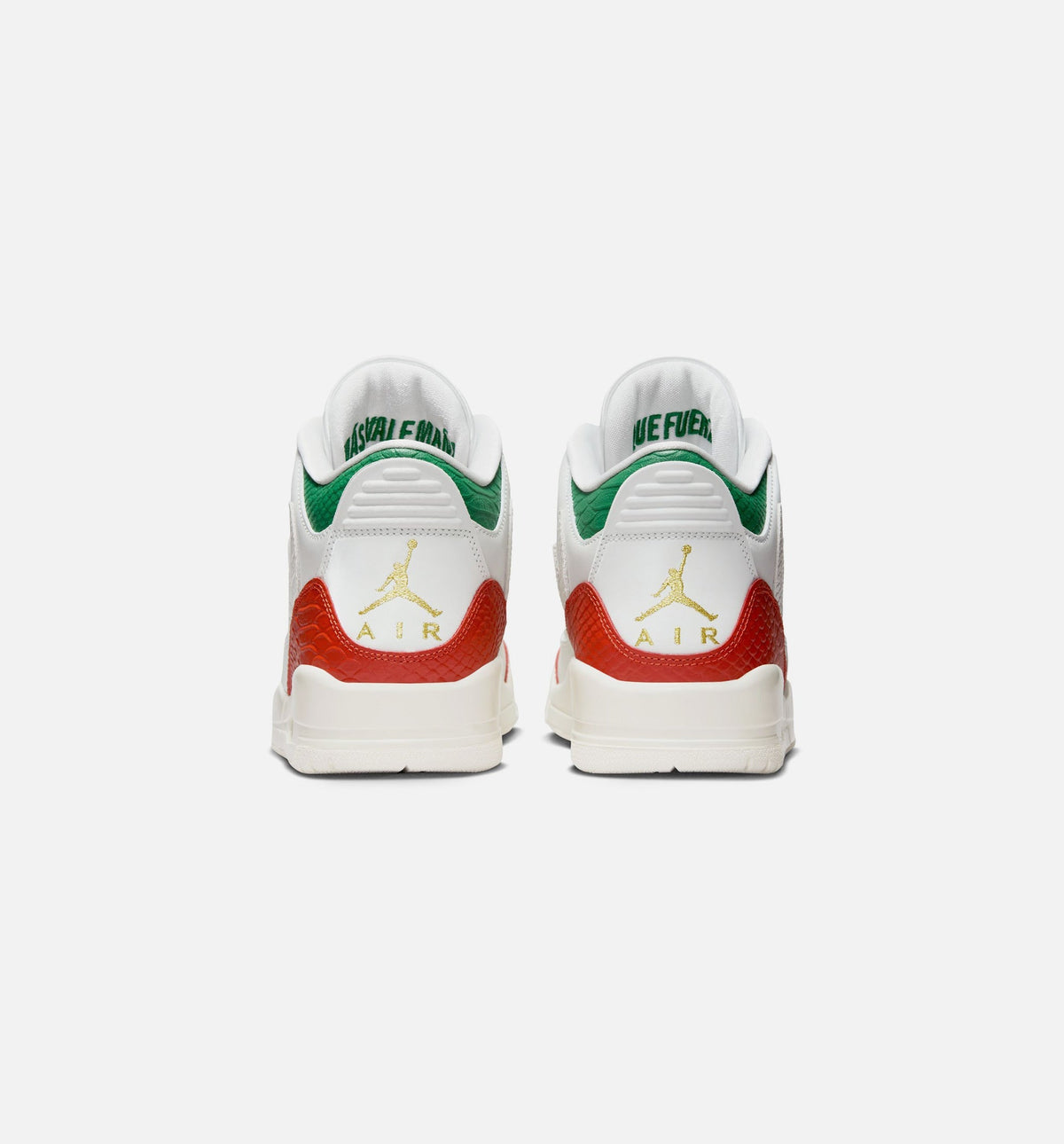 Air Jordan 3 Retro El Vuelo Men's Sneakers - White / Pine Green / Dark Red / Metallic Gold