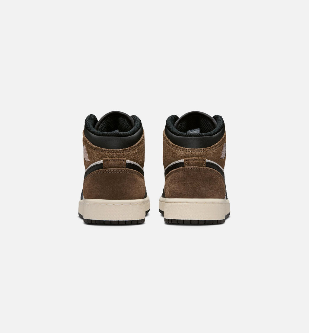 Air Jordan 1 Mid Grade School Lifestyle Shoes - Black Phantom Palomino University Red
