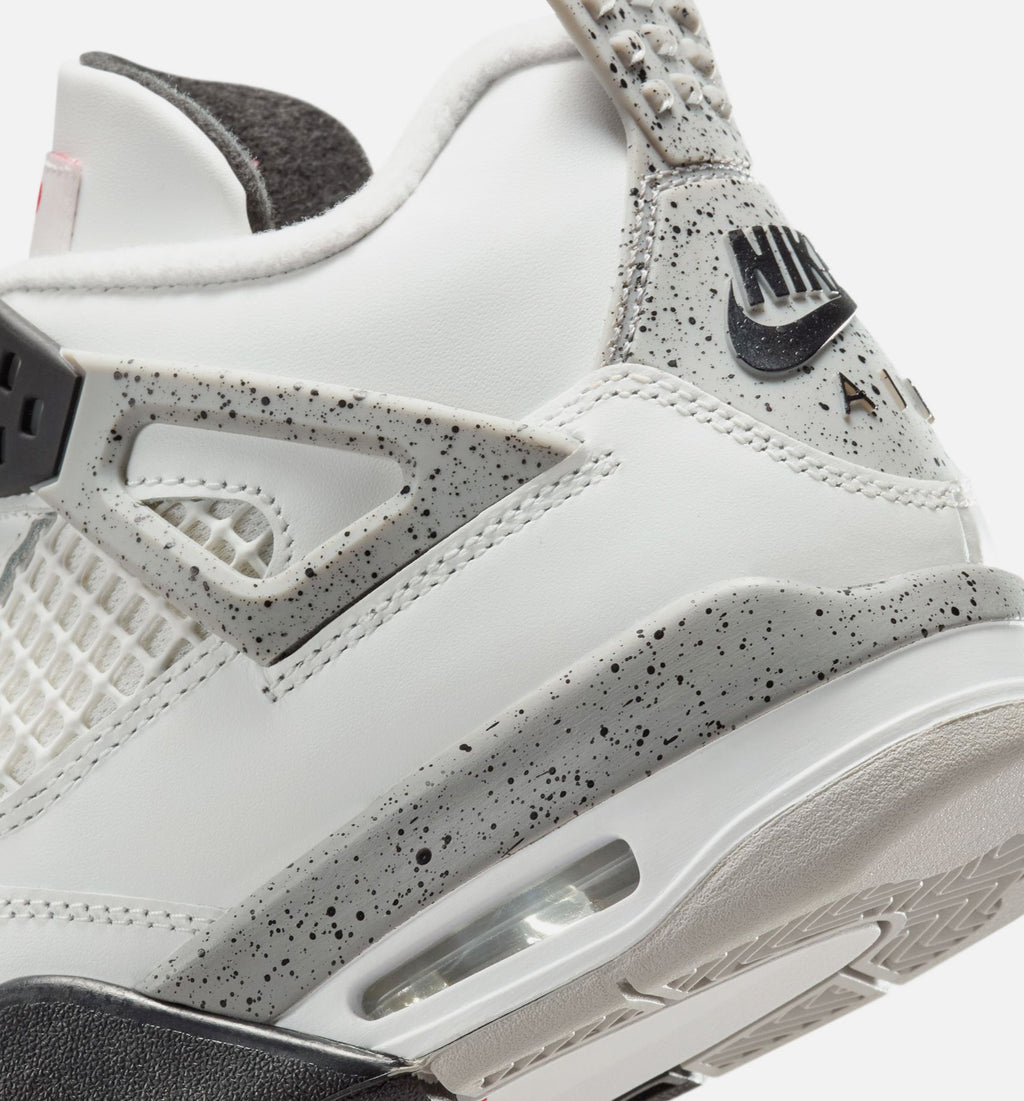 Air Jordan 4 Retro White Cement – Grade School Lifestyle Shoe in Summit White/Fire Red/Cement Grey/Black