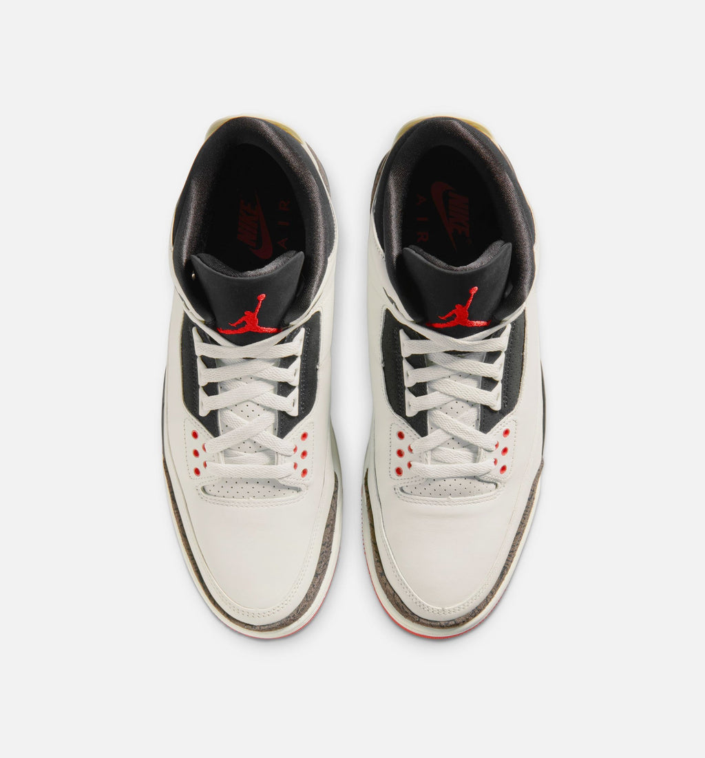 Air Jordan 3 Retro Sail and University Red Men's Sneakers - Sail/Black/University Red/Pale Ivory