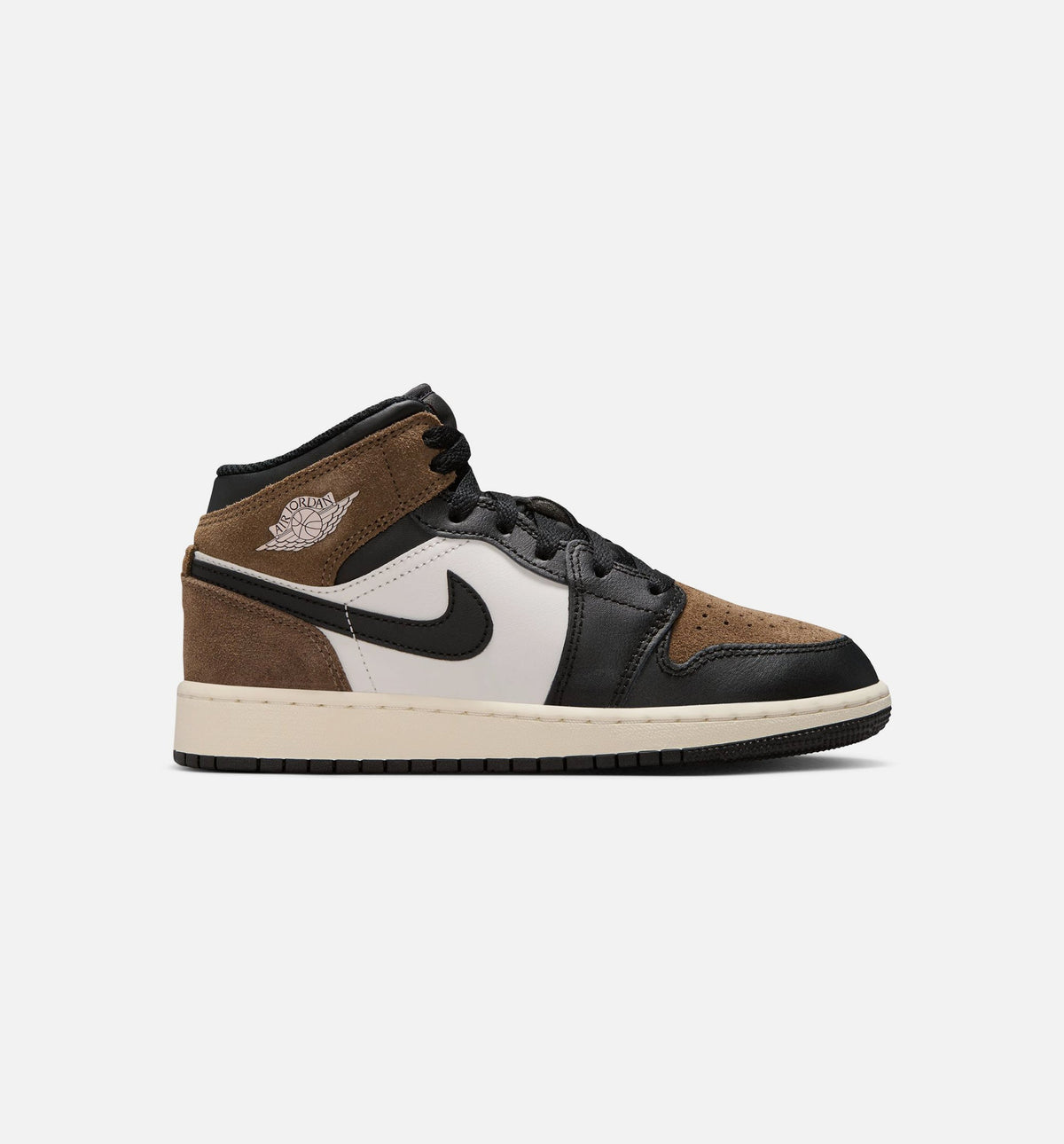 Air Jordan 1 Mid Grade School Lifestyle Shoes - Black Phantom Palomino University Red