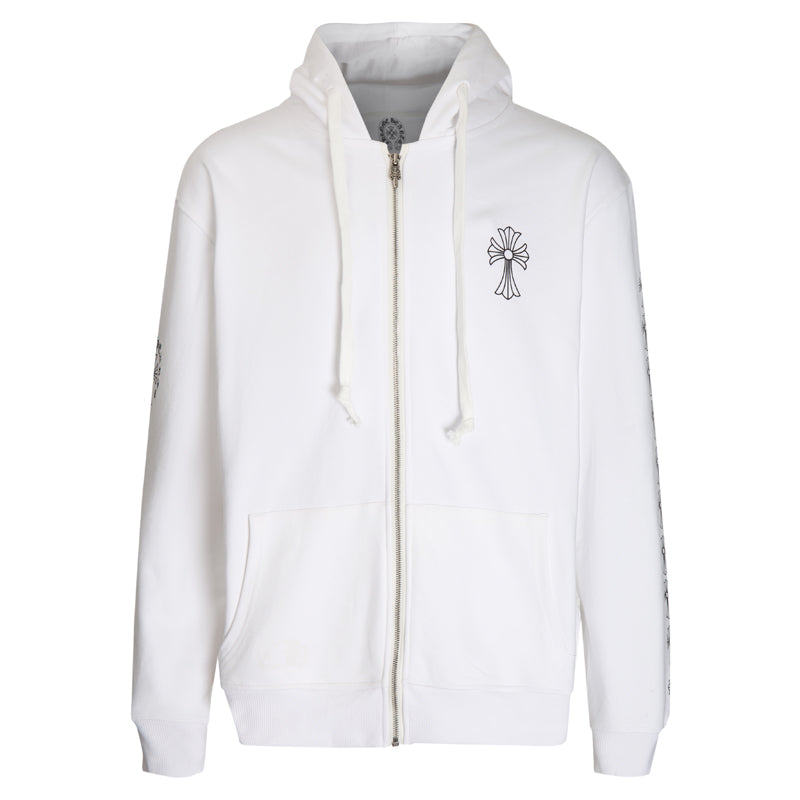 Chrome Hearts Letter Printed Long Cross Flower Arm Zipper Sweatshirt 5007