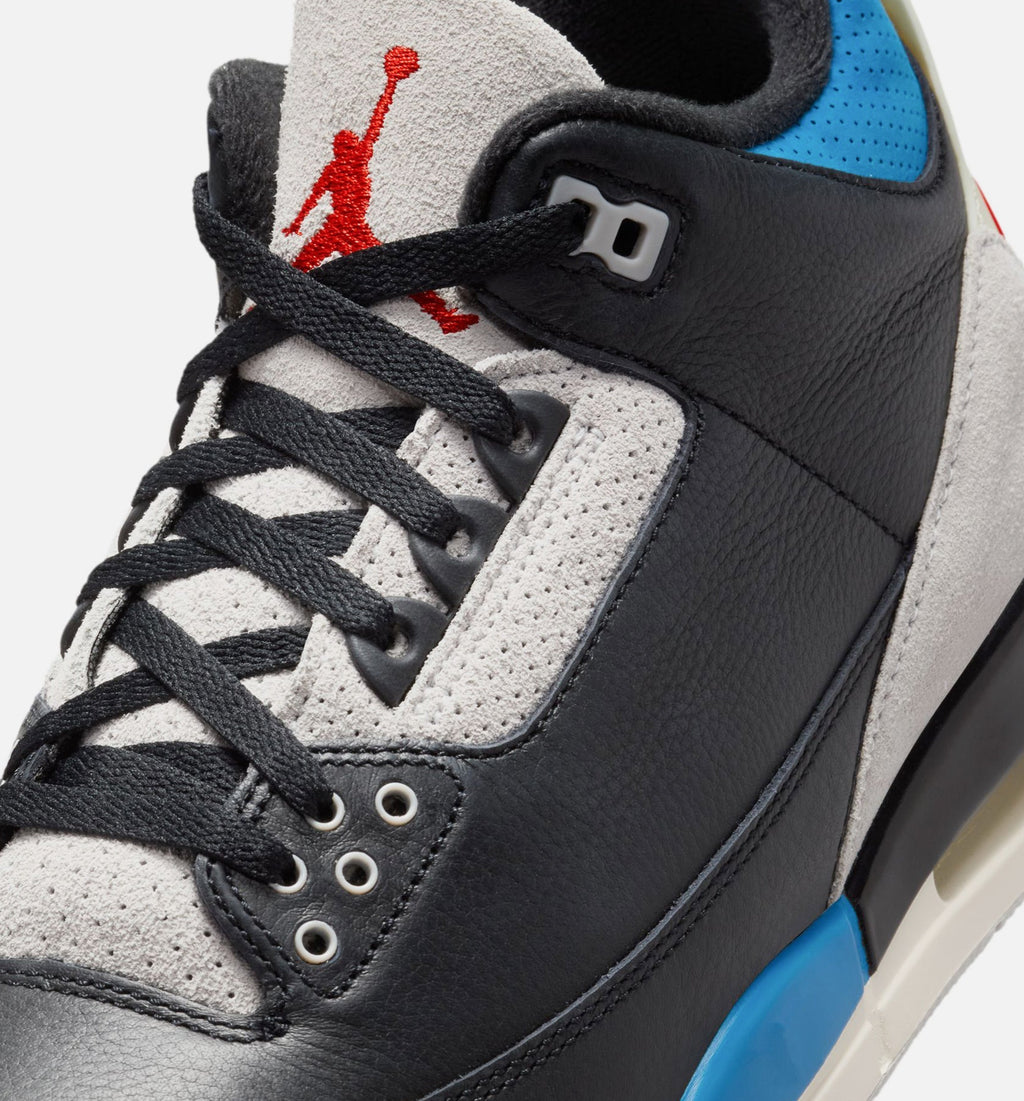 Air Jordan 3 Retro OG Rare Air Men's Shoes - Black Chile Red Neutral Grey